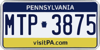 PA license plate MTP3875