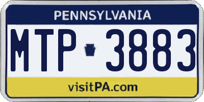 PA license plate MTP3883
