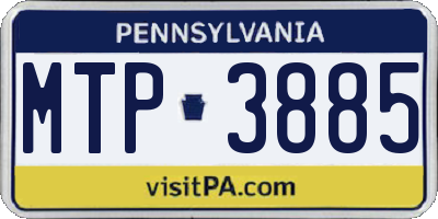 PA license plate MTP3885