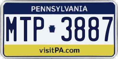 PA license plate MTP3887