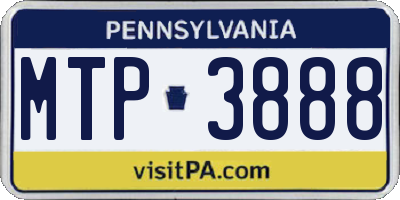 PA license plate MTP3888