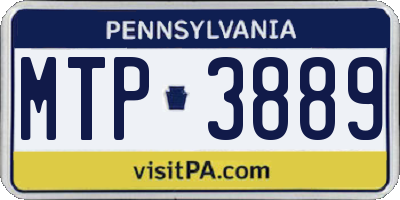 PA license plate MTP3889