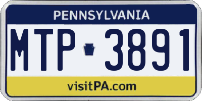 PA license plate MTP3891