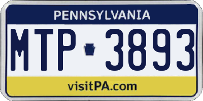 PA license plate MTP3893
