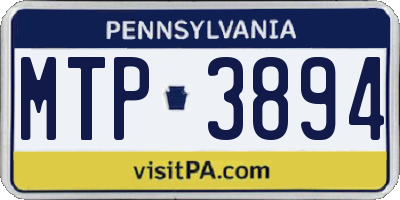 PA license plate MTP3894