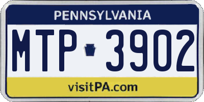 PA license plate MTP3902