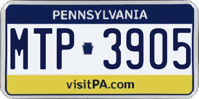 PA license plate MTP3905