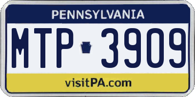 PA license plate MTP3909