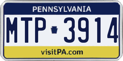 PA license plate MTP3914