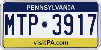 PA license plate MTP3917