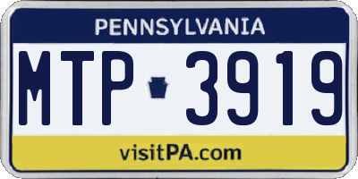 PA license plate MTP3919