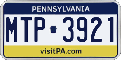 PA license plate MTP3921