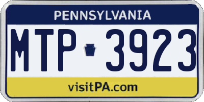 PA license plate MTP3923