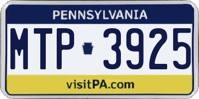 PA license plate MTP3925