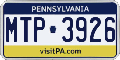 PA license plate MTP3926