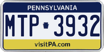 PA license plate MTP3932