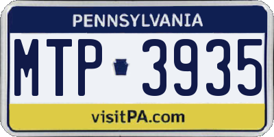 PA license plate MTP3935