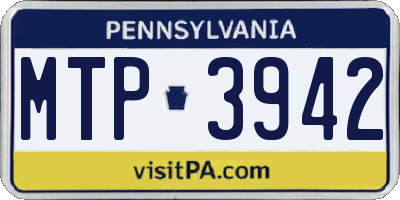 PA license plate MTP3942