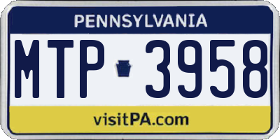 PA license plate MTP3958