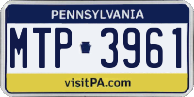 PA license plate MTP3961