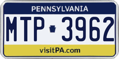 PA license plate MTP3962