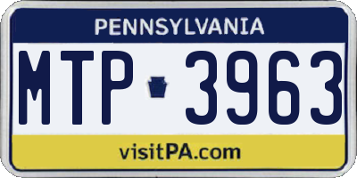 PA license plate MTP3963