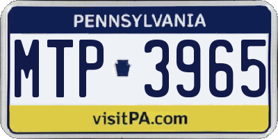 PA license plate MTP3965