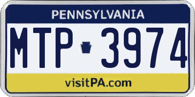 PA license plate MTP3974