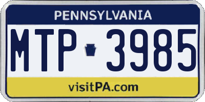 PA license plate MTP3985