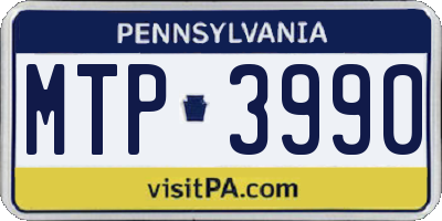 PA license plate MTP3990