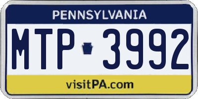 PA license plate MTP3992