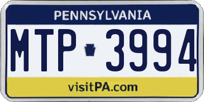 PA license plate MTP3994