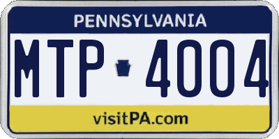PA license plate MTP4004