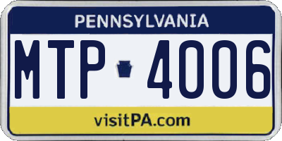 PA license plate MTP4006