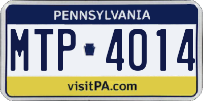 PA license plate MTP4014