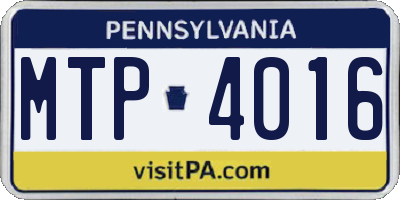 PA license plate MTP4016