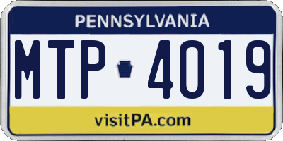 PA license plate MTP4019