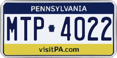 PA license plate MTP4022