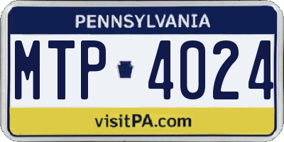 PA license plate MTP4024