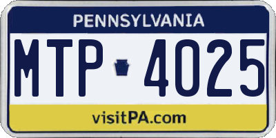 PA license plate MTP4025