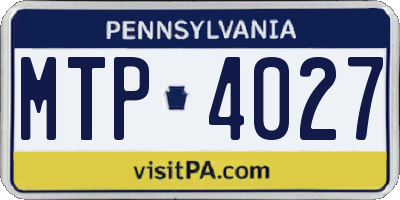 PA license plate MTP4027