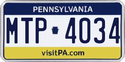 PA license plate MTP4034