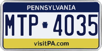 PA license plate MTP4035