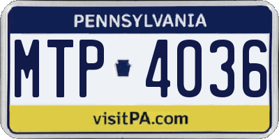 PA license plate MTP4036