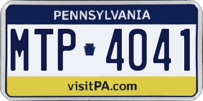 PA license plate MTP4041