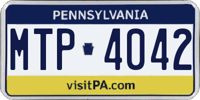 PA license plate MTP4042