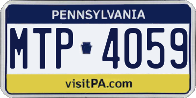 PA license plate MTP4059