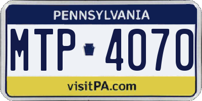 PA license plate MTP4070