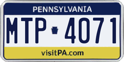 PA license plate MTP4071