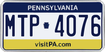 PA license plate MTP4076